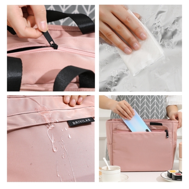 Large Insulated zip Lunch Bag Tote Bento Box Waterproof Work