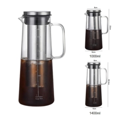 1L Pour Over Cold Brew Coffee Server Glass Jug Carafe