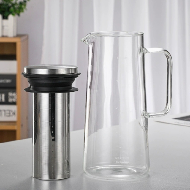 1L Pour Over Cold Brew Coffee Server Glass Jug Carafe