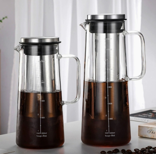 1L Pour Over Cold Brew Coffee Server Glass Jug Carafe