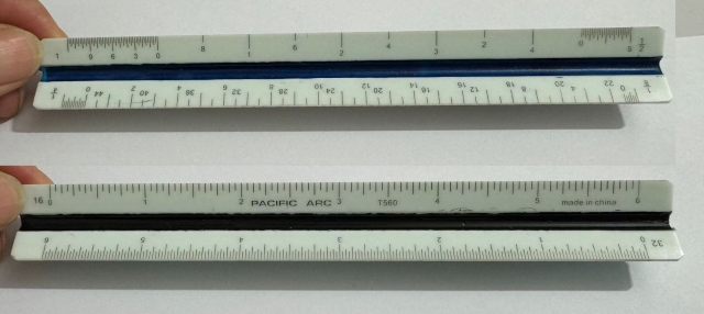 color-coded 6" Architectural Plastic Triangular Pocket Scale