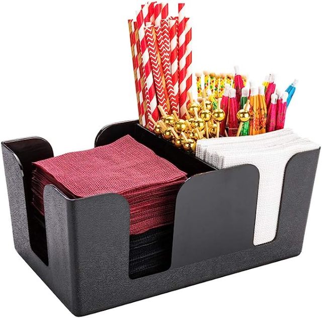 Bar Caddy, 1 Pebbled Napkin Holder - 6 Compartments