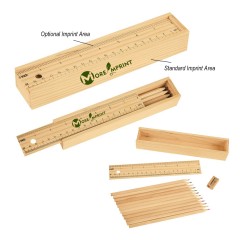 12-Piece Colored Pencil Set In Wooden Ruler Box