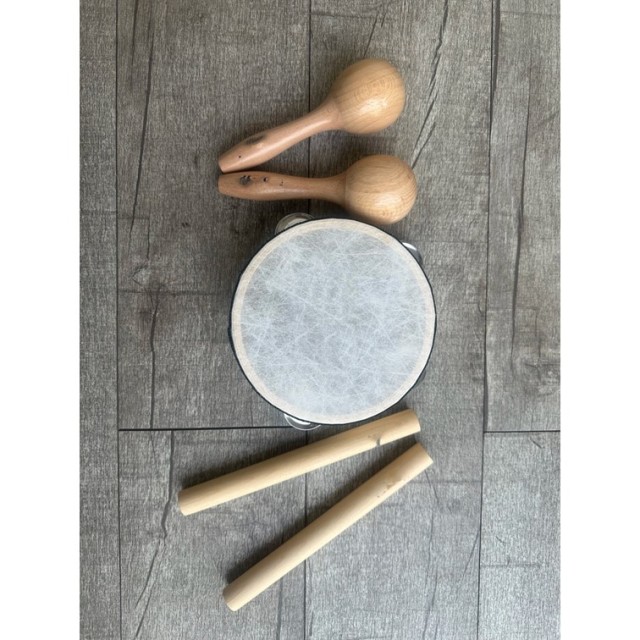 Orff musical instrument sets 2 maracas 1 tambourines 2 wood sticks