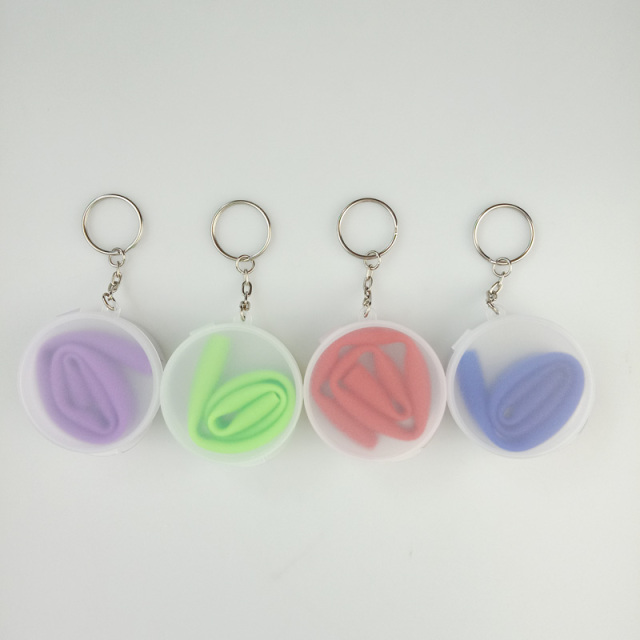 Portable Foldable Silicone Straw in Box with Keychain