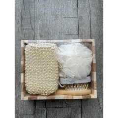 Wooden Bucket Pumice Stone Sisal Sponge Loofah Brush Spa Kit Set