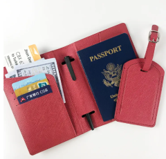 Diamond-Textured Leather Passport Holder