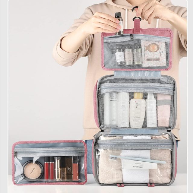 Foldable Toiletry Bags Makeup Traveling Organizer with Hanging Hook