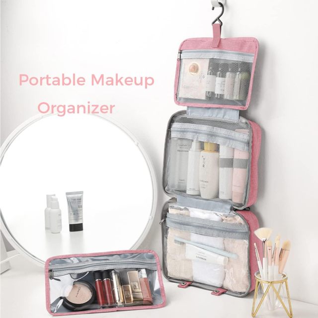 Foldable Toiletry Bags Makeup Traveling Organizer with Hanging Hook