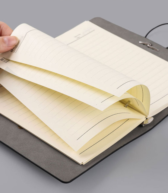 A6 Size PU Leather Notebook 6 Ring Blinder Refillable