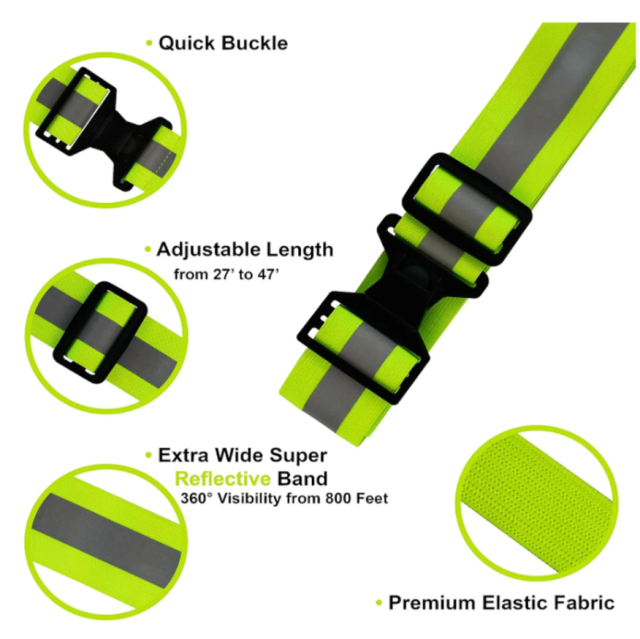 Adjustable Safety Reflective Elastic Belt High Visibility Waist Bands