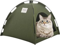 Foldable Pet Tent Bed with Cushion Outdoor Covered Cat House