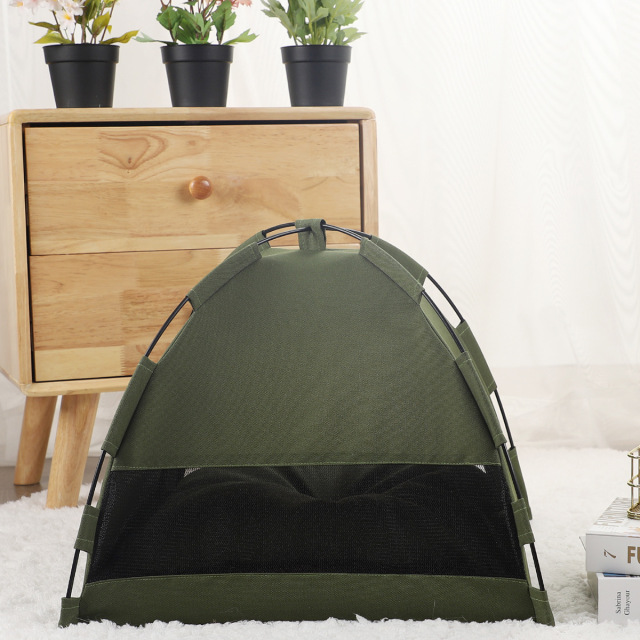 Foldable Pet Tent Bed with Cushion Outdoor Covered Cat House