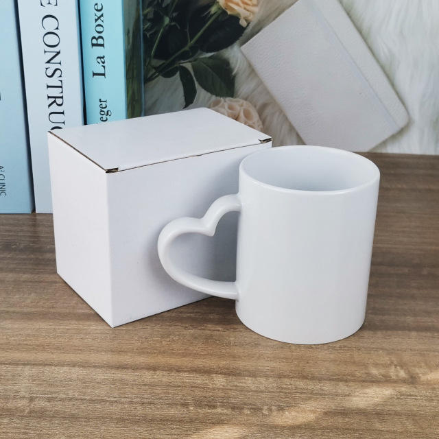 12oz Blank Sublimation Ceramic Coffee Mug with Heart Handle