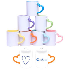 12oz Blank Sublimation Ceramic Coffee Mug with Heart Handle