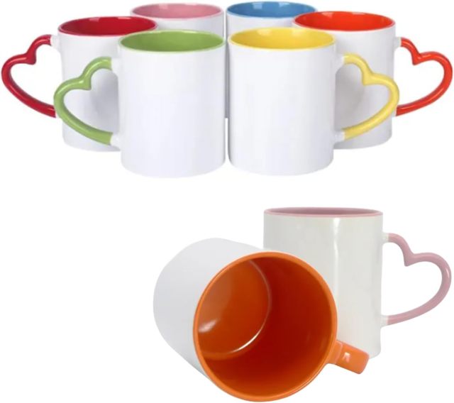 12oz Blank Sublimation Ceramic Coffee Mug with Heart Handle