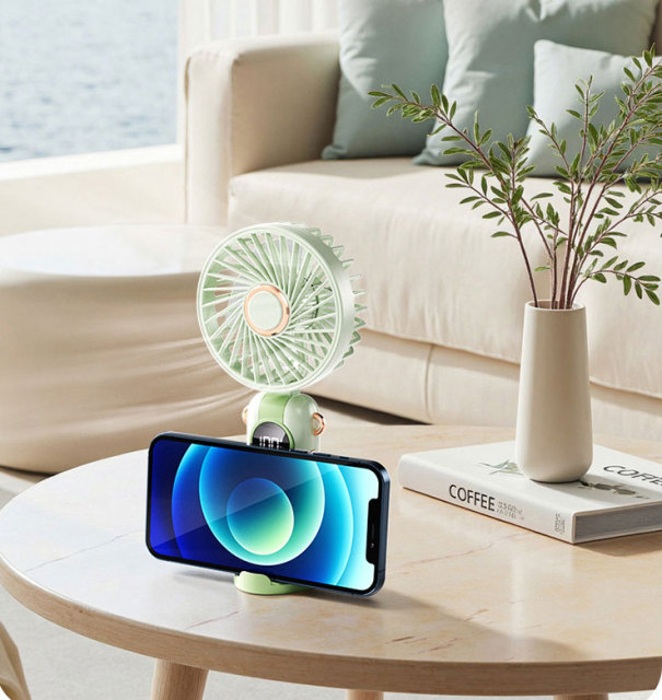 Foldable Mini Handheld Fan USB Rechargeable 5 Speeds with Base
