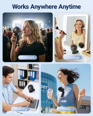Foldable Mini Handheld Fan USB Rechargeable 5 Speeds with Base