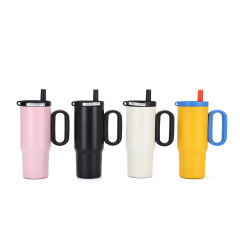 25oz Vacuum Insulated Stainless Steel Car Tumbler with Filter Straw Handle Outdoor Travel Cup