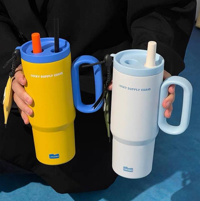 25oz Vacuum Insulated Stainless Steel Car Tumbler with Filter Straw Handle Outdoor Travel Cup
