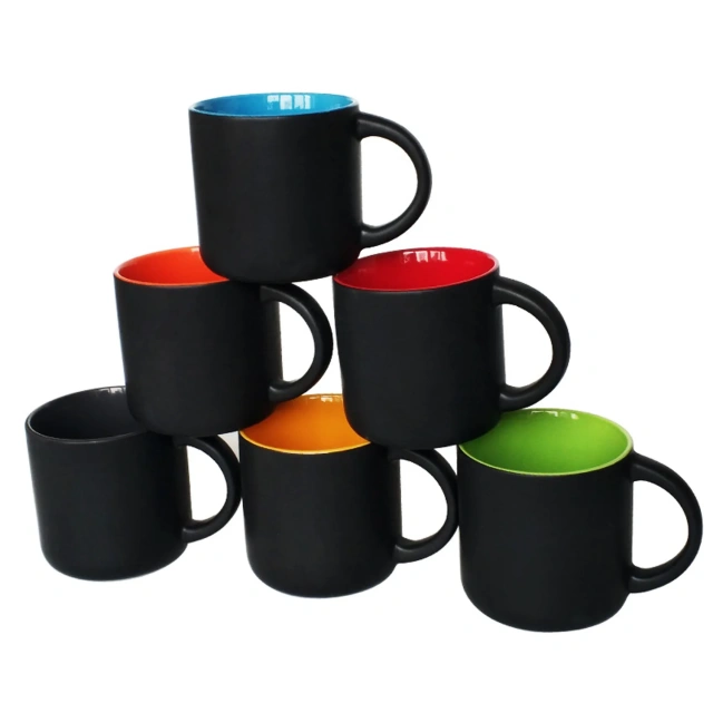 14oz Two Tone Ceramic Coffee Mug Pottery Tea Cup With Handle