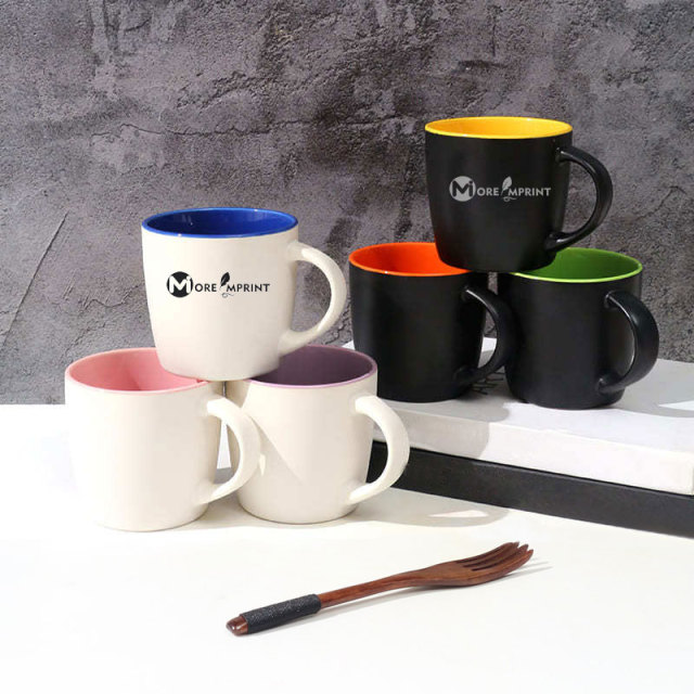 14oz Two Tone Ceramic Coffee Mug Pottery Tea Cup With Handle