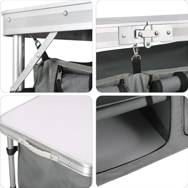 Foldable Camping Table With Storage Organizer for Beach