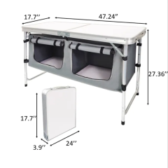 Foldable Camping Table With Storage Organizer for Beach