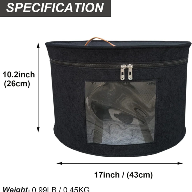 17'' Round Hat Felt Storage Box Folding Toy Organizer with Lid and Handle