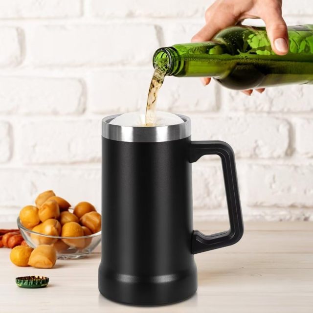 24oz Big Grip Beer Stein Stainless Steel Insulated Tumbler with Handle