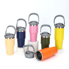Portable 17oz Insulated Tumbler Stainless Steel Water Bottles with Handle Straw