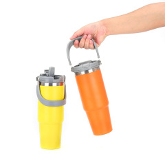 Portable 17oz Insulated Tumbler Stainless Steel Water Bottles with Handle Straw