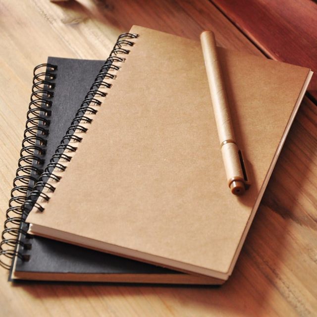 Natural Color Wire Bound Lined Page Spiral Steno Memo Notepad A5 Size