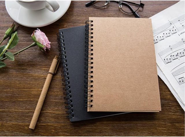 Natural Color Wire Bound Lined Page Spiral Steno Memo Notepad A5 Size