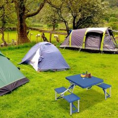 Folding Portable Outdoor Picnic Table with 4 Chair Seats