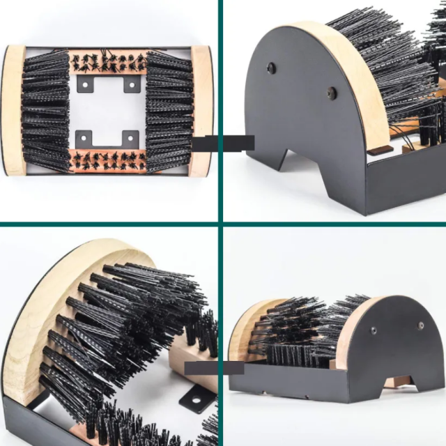 Boot Scrubber Shoe Scraper Brush with Dual Footboards