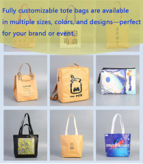 Reusable Washable Tote Kraft Paper Bag W/ Magnetic Closure