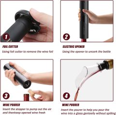 5 In 1 Electric Wine Bottle Opener Gift Box Set W/ Base