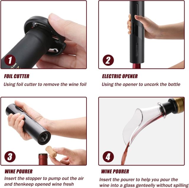 5 In 1 Electric Wine Bottle Opener Gift Box Set W/ Base