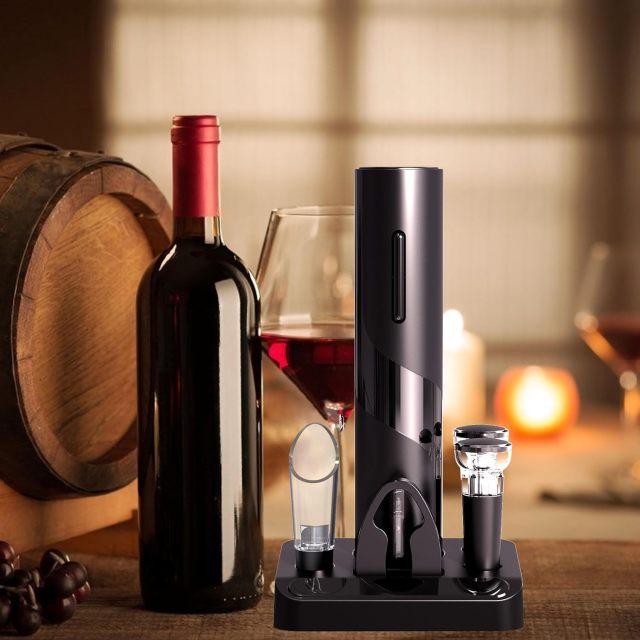 5 In 1 Electric Wine Bottle Opener Gift Box Set W/ Base