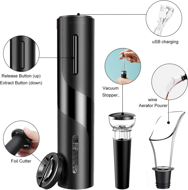 5 In 1 Electric Wine Bottle Opener Gift Box Set W/ Base