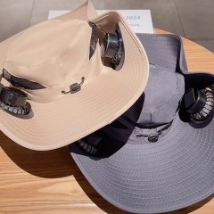 Men Solar Powered Sun Hat Wide Brim W/ USB Windproof Strap