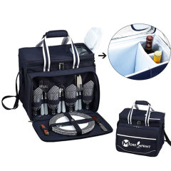 Portable Picnic Backpack for 4 Person W/ Insulated Cooler