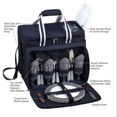 Portable Picnic Backpack for 4 Person W/ Insulated Cooler
