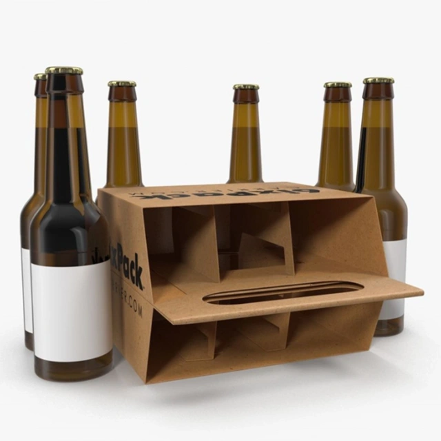 6 Pack 12 oz. Beer Bottle Holder Kraft Cardboard Carrier