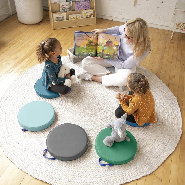 15'' Round PU Sandwich Stadium Cushion W/Handle Outdoor Seat