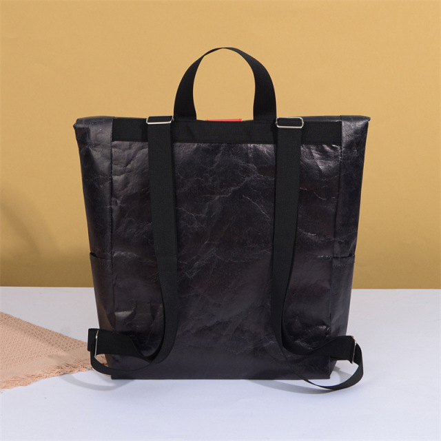 13L Washable Kraft Paper Backpack Vegan Bag W/ Side Pockets