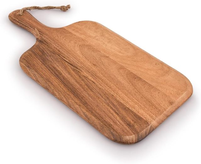 Acaia Wood Serving Board With Grip Handle Butcher Block