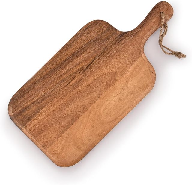 Acaia Wood Serving Board With Grip Handle Butcher Block