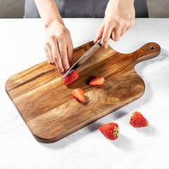 Acaia Wood Serving Board With Grip Handle Butcher Block